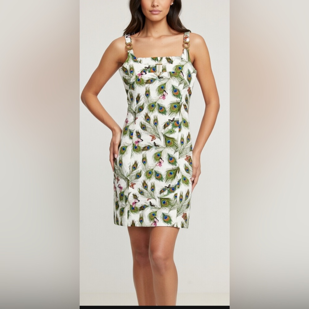 Versace Strapless Dress with Peacock and Butterfly Print 38 2 Small $890 - Picture 7 of 7